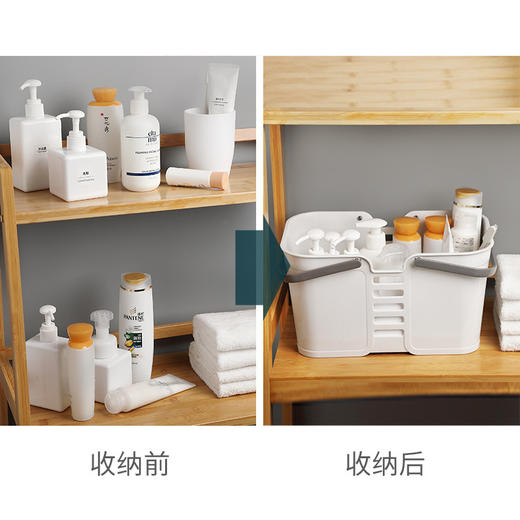 「加大加厚！镂空收纳篮」居家日用收纳筐 手提塑料储物筐浴室收纳整理篮 方形卫生间洗澡篮杂物收纳篮 商品图3