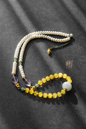 天然珍珠蜜蜡紫晶国风多用长链