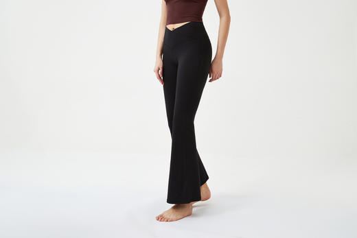 Rexing热醒 裸感修身 交叉腰头 脚口开叉 阔腿喇叭裤 商品图4