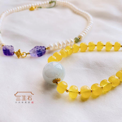 天然珍珠蜜蜡紫晶国风多用长链 商品图1