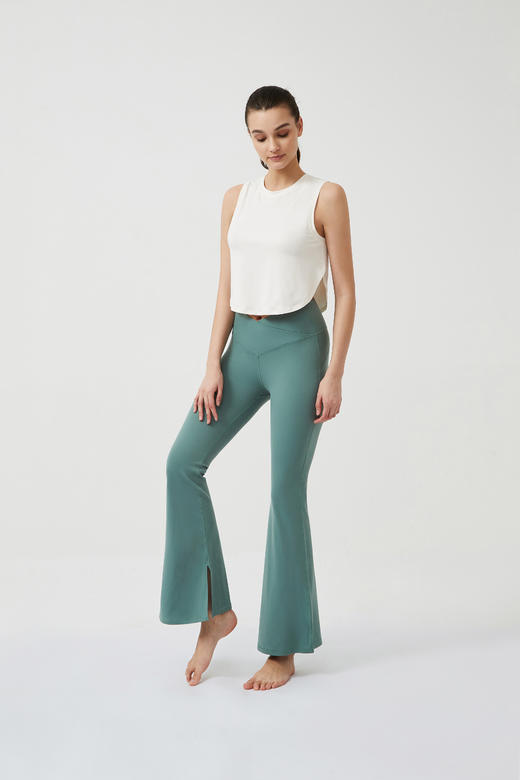 Rexing热醒 裸感修身 交叉腰头 脚口开叉 阔腿喇叭裤 商品图5