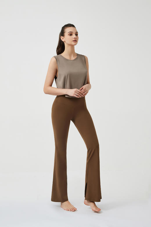 Rexing热醒 裸感修身 交叉腰头 脚口开叉 阔腿喇叭裤 商品图1