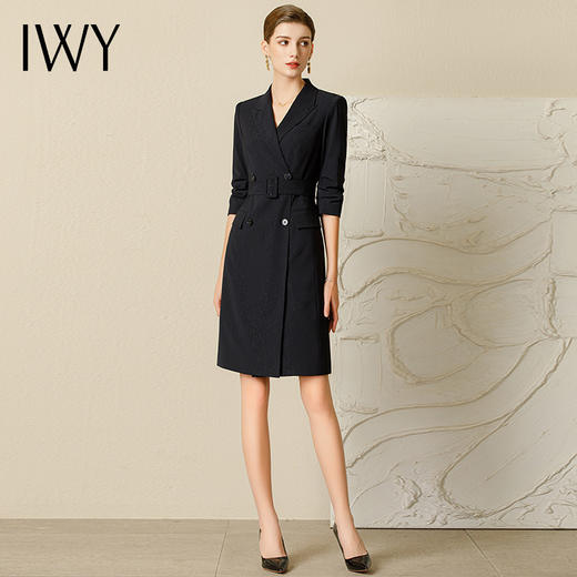 IWY/新款时尚高端职业装连衣裙设计感收腰裙气质主持人商务宴会礼服231028Q1 商品图0