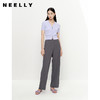 NEELLY纳俪商场同款夏季短袖针织衫女双头拉链V领修身短款开衫潮N23052A01141 商品缩略图2