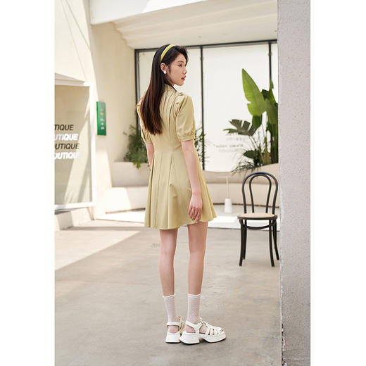 NEELLY纳俪商场同款双层领连衣裙女夏季新款泡泡袖高腰A字裙通勤N23044Y04417 商品图3