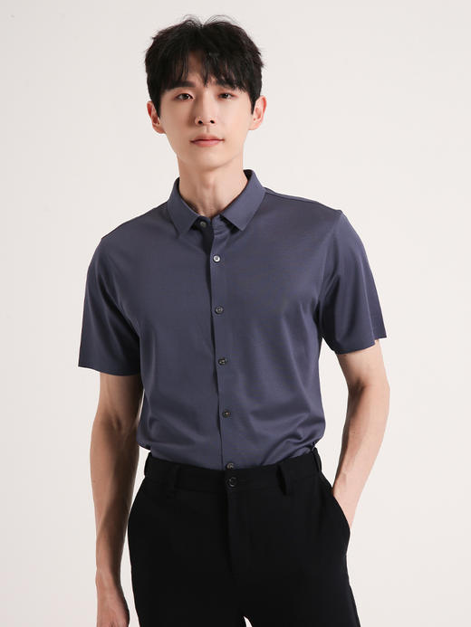 callisto蓝色桑蚕丝混纺衬衫 SSTSS202T 商品图0