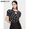 NEELLY纳俪商场同款泡泡袖印花衬衫女爱心镂空设计前系带短款上衣N23043R01083 商品缩略图0