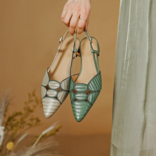 舒适百搭，里外全头层皮复古鳗鱼纹包头拖鞋PS1338 商品图6