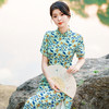 夏季新款，中长款修身旗袍复古民国风传统旗袍裙天丝双层旗袍JLM-3092 商品缩略图5