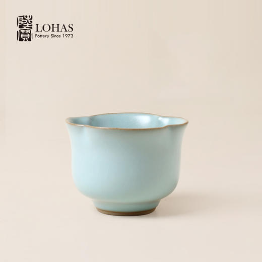 【清仓特惠5折，仅1件】陆宝汝窑茶杯主人杯单杯高端个人专用喝茶杯茶叶末釉品茗杯70ml礼盒装 海棠杯 商品图1