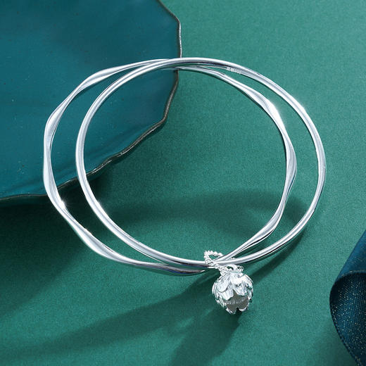 子佩集S999银【心莲】手镯【ZAH058Y】两个圈2304 商品图4