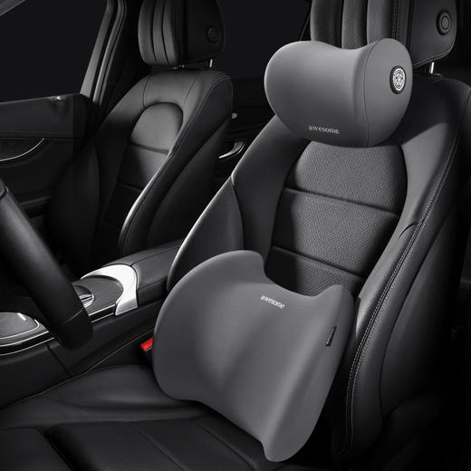 【透气不闷！冰丝护颈枕套装】汽车头枕车用护颈枕四季通用车上靠枕腰靠车载靠背垫车用记忆棉枕 商品图0