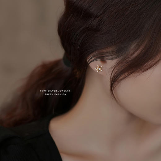 【星月花梦】S999银足银星月繁花质滴胶耳饰【YXS-	E3135】 商品图3