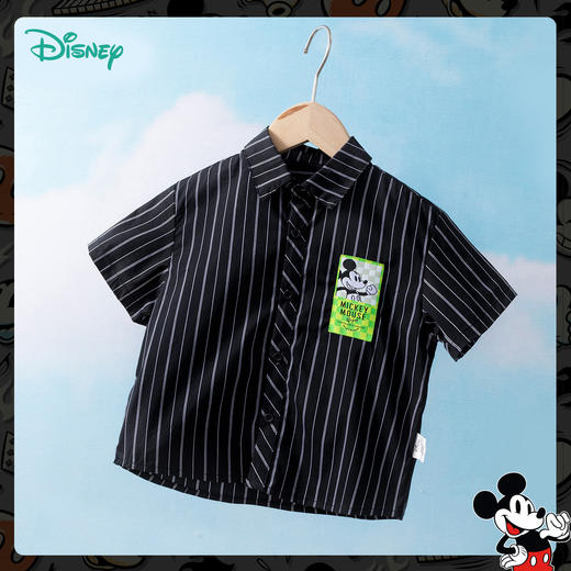 迪士尼童装 米奇宽松短袖夏季新款学院风衬衫男童翻领帅气上衣 商品图5