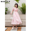 NEELLY纳俪夏季法式碎花连衣裙女收腰泡泡袖打缆显瘦A字裙茶歇裙N23044Y05518 商品缩略图2