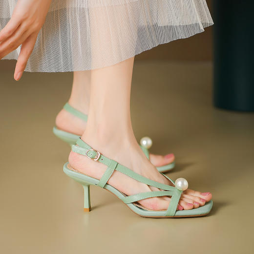 简约时尚，一字带细高跟凉鞋YSL0115 商品图9