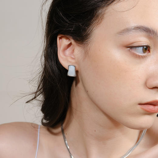 INBA069 一抹流光-白贝母画框耳环 ｜INCH EDITION 时光不惑系列【限时价】 商品图6