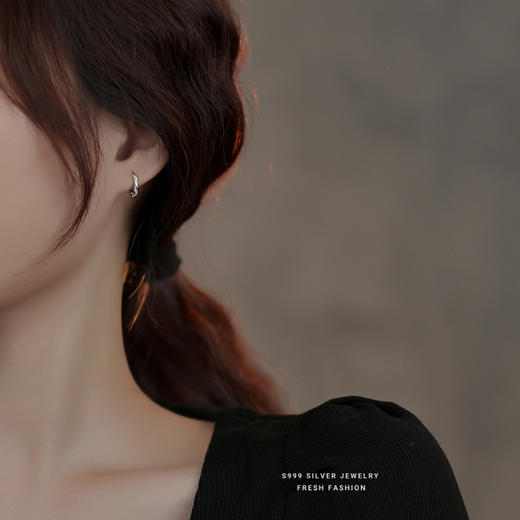 【若冬】S999银足银微镶锆石螺旋缠绕耳扣耳饰【YXS-E3085】 商品图3