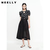 NEELLY纳俪商场同款夏季新款黑色半身裙女不规则裙摆中长款A字裙N23043E01099 商品缩略图3