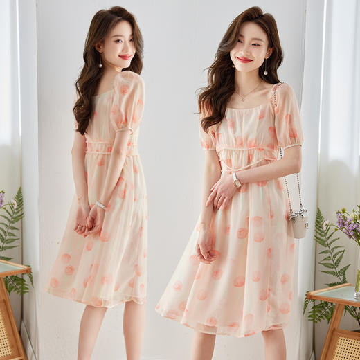 夏季新款，小清新碎花轻盈飘逸温柔风收腰连衣裙HR-SSFB2708-1 商品图1