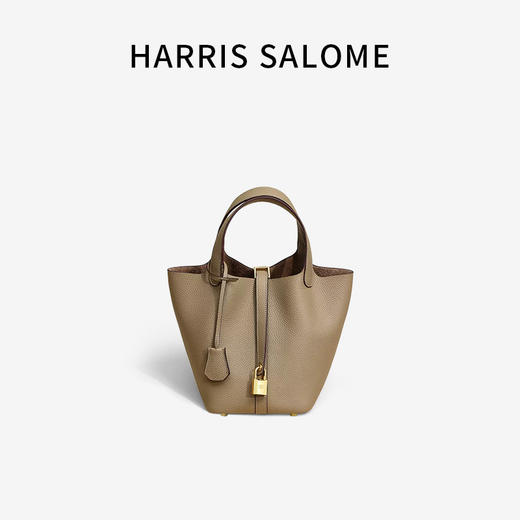 Harris Salome 牛皮手拎通勤金扣菜篮子包/牛皮水桶包 商品图3
