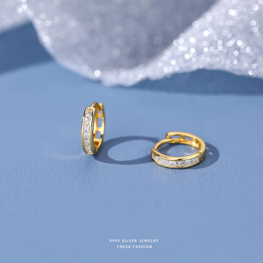 【苑旋】S999银足银方形锆石耳扣耳饰【YXS-E2985】 商品图1