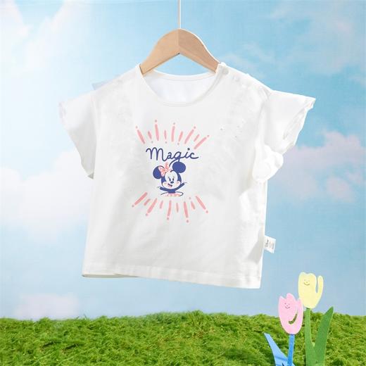 迪士尼童装 米妮针织短袖上衣夏季新款女童网纱拼接T恤 商品图4