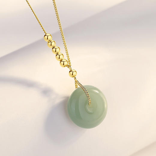 【平安扣】S925银14K色绿玉髓项链【JHY-N000397X】 商品图3