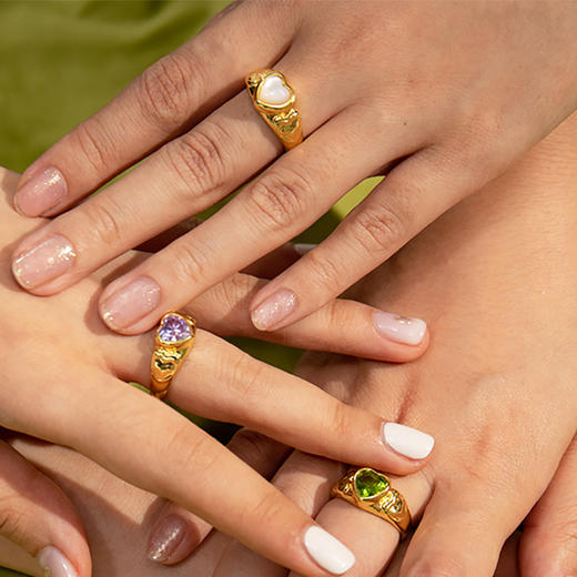 MINT THERAPY 复古层叠肌理爱心戒指 商品图4