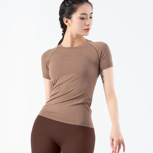 跃牌【化蝶双飞】系列无缝透气裸感健身t恤短袖速干运动瑜伽服MS1057 (不带胸垫） 商品图5