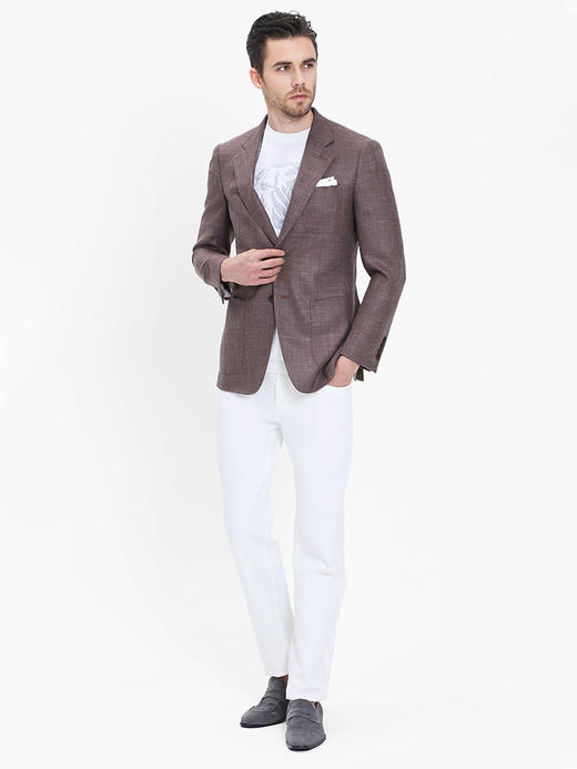 callisto咖红色丝毛麻混纺单西 ARFJK006C 商品图3