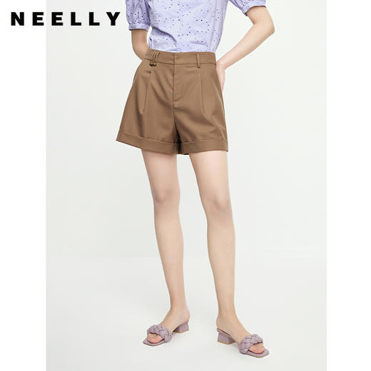 NEELLY纳俪商场同款高腰直筒设计西装短裤女夏季新款休闲阔腿裤子N23052H01160 商品图3