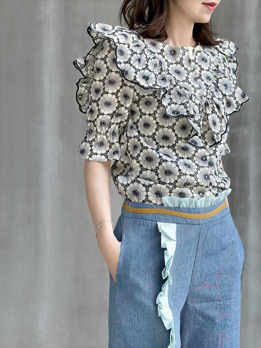 TYNVIE 车花泡泡袖衬衫 商品图6