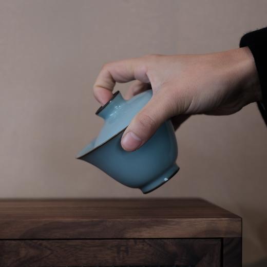 【仿南宋官窑】粉青釉盖碗  元宝盖碗  马蹄盖碗  斗笠盖碗  如意盖碗  紫口铁足 自然开片 景德镇制 商品图8