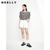 NEELLY纳俪商场同款黑白格子短袖衬衫女甜美荷叶边系带上衣夏季 商品缩略图1