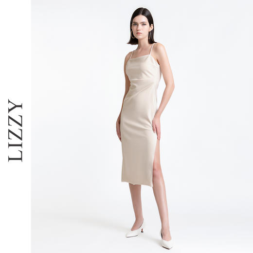 LIZZY 优雅气质名媛风修身显瘦开叉吊带裙打底单穿连衣裙7800 商品图1
