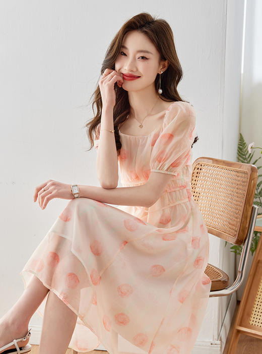 夏季新款，小清新碎花轻盈飘逸温柔风收腰连衣裙HR-SSFB2708-1 商品图6