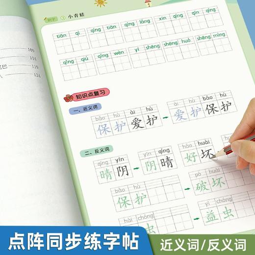 【八合一小学生练字帖】学好一类字认读二类字优美句子词语积累看拼音写词语1-6年级点阵字头本练字帖（含视频） 商品图6