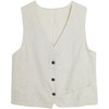 百媚生 复古亚麻背心马甲纯色坎肩6008 商品缩略图4
