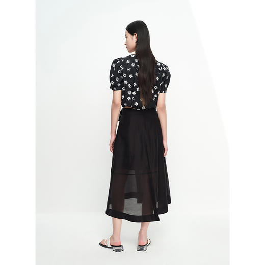 NEELLY纳俪商场同款夏季新款黑色半身裙女不规则裙摆中长款A字裙N23043E01099 商品图4