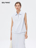 Self Who美国进口面料冰川蓝背心女2023新款夏季翻领小众无袖上衣 商品缩略图0