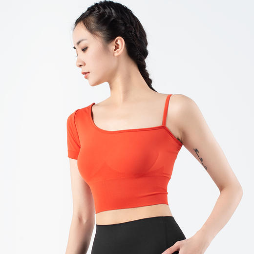 跃牌【化蝶双飞】系列裸感美背无缝斜领露肩瑜伽服MS1056（可拆胸垫） 商品图10