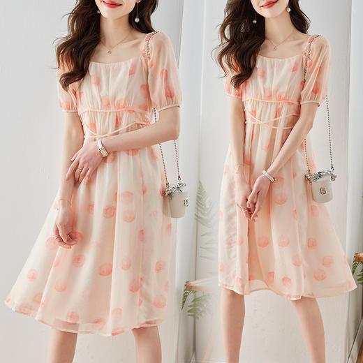 夏季新款，小清新碎花轻盈飘逸温柔风收腰连衣裙HR-SSFB2708-1 商品图2
