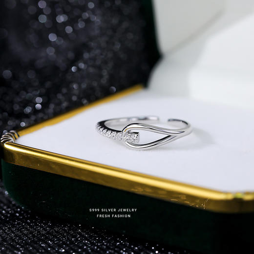 【鲁伯特之泪】S999银足银几何交织排锆戒指【YXS-K1376】 商品图1
