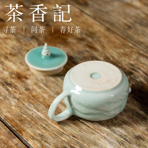 茶香记 烟雨西子壶泡茶壶180ml龙泉青瓷粉青釉西湖景浮雕刻绘茶具 商品图3
