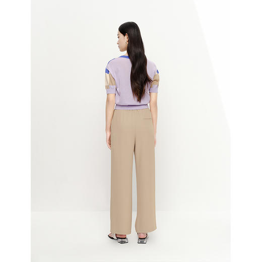 NEELLY纳俪商场同款拼色字母针织衫女夏季短袖薄款套头衫短款上衣N23052A01142 商品图3