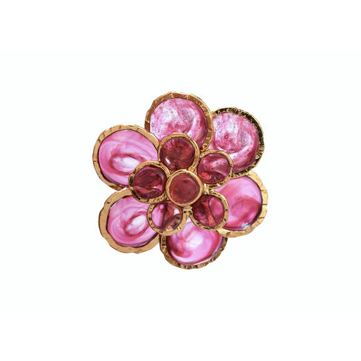 订购6个月到｜Gripoix Paris-Classic-粉色 花朵 琉璃 胸针［法国设计师］ 商品图0