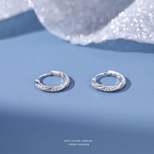 【若冬】S999银足银微镶锆石螺旋缠绕耳扣耳饰【YXS-E3085】 商品图1