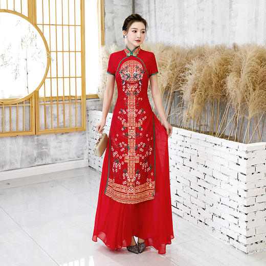 复古中国风，改良版大码连衣裙日常可穿气质旗袍QC-001 商品图1