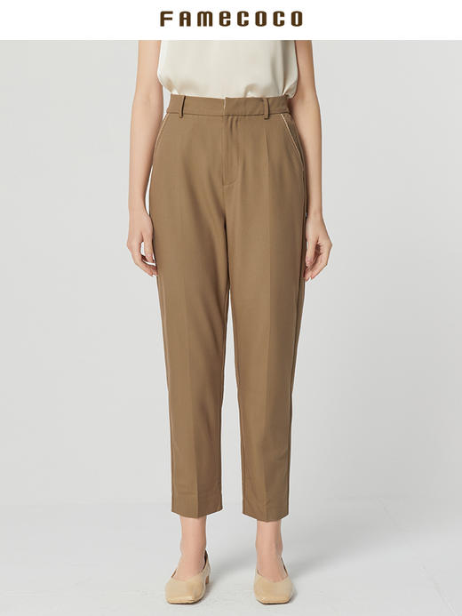 famecoco范可儿西装裤夏季女新款垂坠感高级感休闲百搭直筒裤FAB3GA024 商品图2